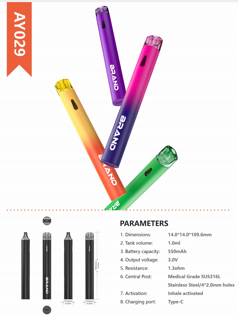 AY029 cylindrical 1 mL empty all-in-one hardware