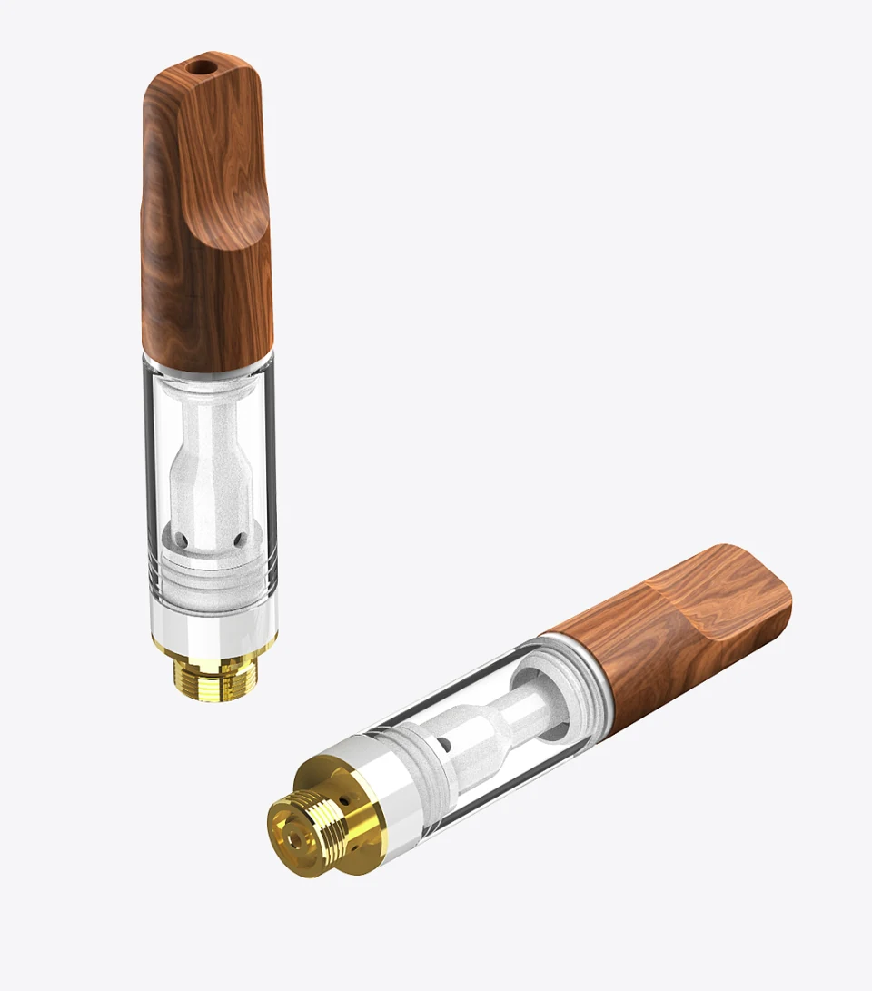 Ceramic 510 cartridge with a wood-grain mouthpiece